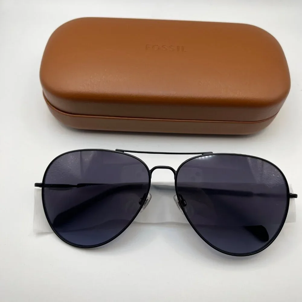 Fossil Aviator Sunglasses Matte Black Fos 3104/G/S New in Case